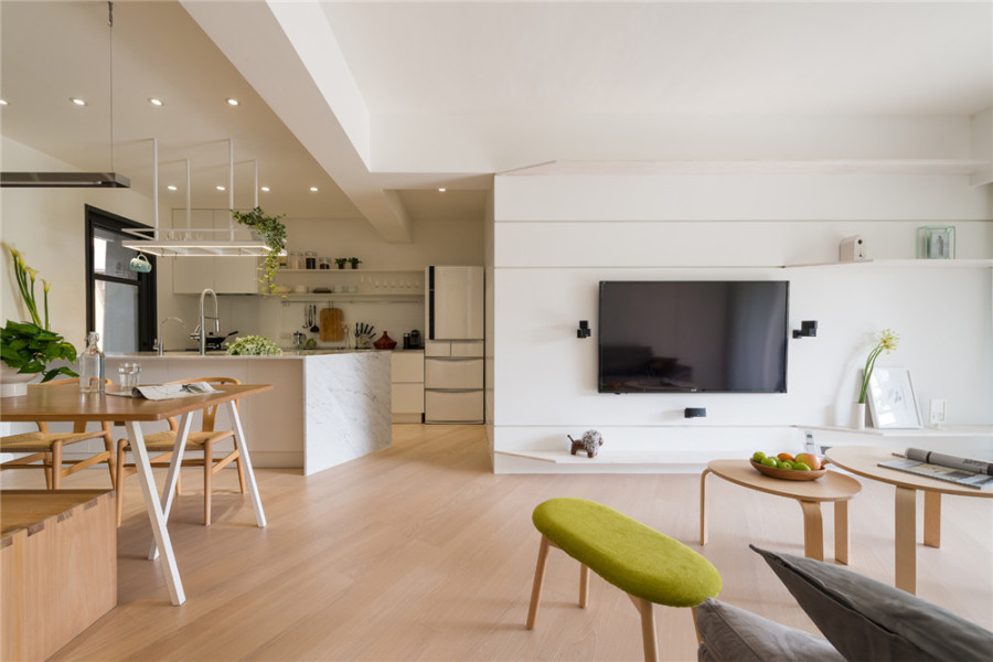 南宁恒大苹果园毛坯房98平米日式风格装修案例效果图